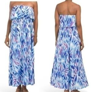 Women’s Blue & Purple Strapless Maxi Dress